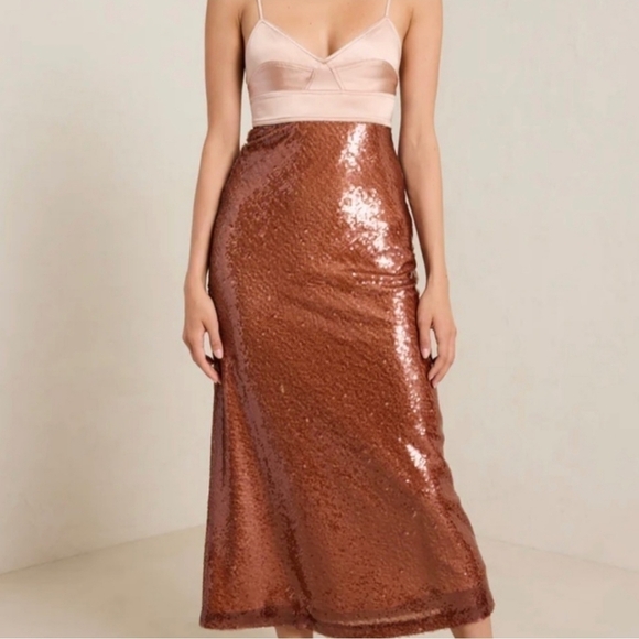 New A.L.C. Gisele Sequined Brownsirocco Midi Dress NWT 6 US - Picture 4 of 17